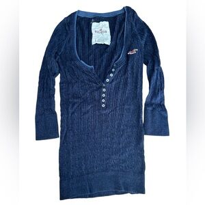 Vintage Y2K Hollister 3/4 Sleeve Cable Knit Henley Size Large